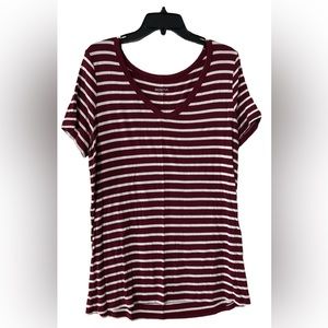 Red Stripped V-Neck Shirt